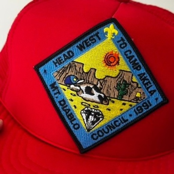 Speedway Other - Vintage 1991 Mt Diablo Council Camp Akela CA Boy Scouts Red Trucker Hat Snapback